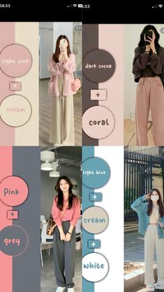 Cloth Combinations Woman, Color Coordination Outfits, Pink Colour Combinations Clothes, Mix And Match Pink Outfit Hijab, Colour Matching Clothes, Pink Combination Outfit, Outfit Pink Hijab Casual