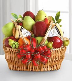 a basket filled with lots of different types of fruit