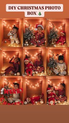 Chesley Ong on Instagram: "DIY PHOTOSHOOT IDEA: Christmas Photo Box! 🎄📦  Bringing back my fave photo idea I did with the kids last year, look how small they are 🥹 Make sure to do this easy & adorable photo idea with your kiddos for the holidays! Grab an empty cardboard box (this one is from Amazon), tape up the flaps, punch holes on the top sides of the box to string lights through, and add some fun Christmas decor & props for your kids to play with! I loved doing this trend with my kiddos, and they clearly had a lot of fun too! Keep watching to see more adorable moments from this photoshoot, and the final result at the end! ❤️ Excited to do this again for this year with the kiddies! Will share how they turn out soon!   Comment BOX below and I’ll send you all the supplies I used to crea Box Christmas Photo Shoot, Christmas Box Ideas Photography, Cardboard Box Christmas Photos, Diy Christmas Kids Photoshoot, Diy Christmas Shoot Kids, Kids In Box Christmas Pictures, Toddler Christmas Box Pictures, Christmas Light Pictures Kids, Easy Diy Family Christmas Pictures