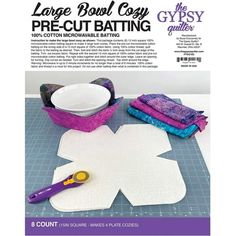 the large bowl cozy pre - cut batting pattern