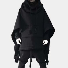 Black Techwear Poncho Oversized Black Windbreaker For Winter, Oversized Hooded Cape For Cold Weather, Winter Outdoor Cape, Oversized Black Windproof Outerwear, Black Winter Cape For Outdoor, Black Winter Outdoor Cape, Black Hooded Poncho For Outdoor, Oversized Hooded Cape For Outdoor, Oversized Hooded Outdoor Cape