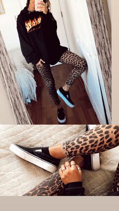 Leopard Print Leggings Outfit, Leopard Outfit Ideas, Workout Leggings Outfit, Vsco Outfits, Leopard Outfits, New York Outfits, Oufits Casual, Leopard Print Leggings