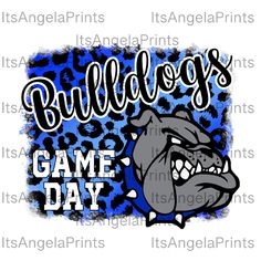 bulldogs game day shirt design with an image of a bulldog's head and the words bulldogs