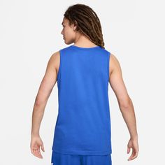 Live comfortably in the Nike Sportswear Futura Logo Tank. This relaxed Nike print tank features a soft cotton jersey feel and bold branding at the chest for warm-weather comfort and style. Standard fit for a relaxed, easy feel. Fabric: 100% cotton. Machine wash. Imported. Athleisure Cotton Tank T-shirt, Cotton Tank T-shirt For Athleisure, Sporty Sleeveless Jersey Top, Sleeveless Jersey Sports Top, Cotton Muscle Tee For Gym, Cotton Muscle Tee Tank For Gym, Sporty Cotton Tank Top, Summer Cotton Muscle Tee Sportswear, Casual Cotton Muscle Tee For Workout