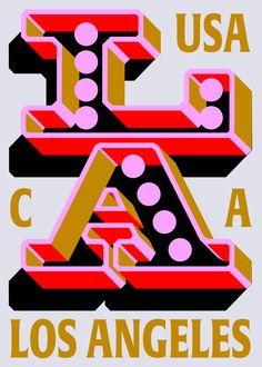 the los angeles logo is shown in red, yellow and black