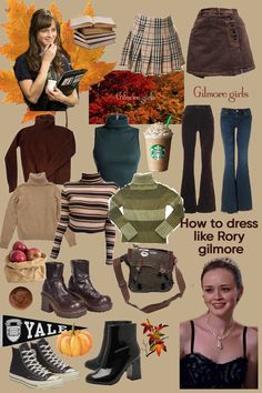 a collage of different outfits and accessories including shoes, sweaters, boots, coffee mug