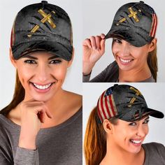 Christian Baseball Cap, The Cross Holy American Flag Classic Hat All Over Print, Mens Baseball Cap, Women’s Baseball Cap – Excoolent The Baseball Cap is the ultimate accessory for sporty style and sun protection. Crafted with both fashion and function in mind, it features a classic design that complements various outfits. Made from high-quality materials,... Lion Half Face, Bronc Riding, Hunting Caps, Christian Hats, Men's Baseball Cap, Army Camo, Bull Riding, Gifts For Farmers, Classic Hats