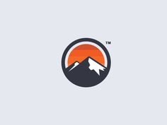 the mountain logo with an orange sun in the background