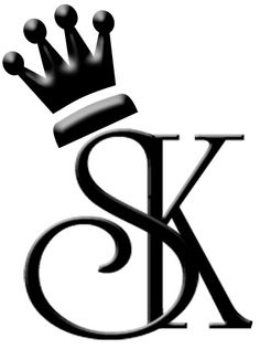 a black and white logo with the letter k and a crown on top of it