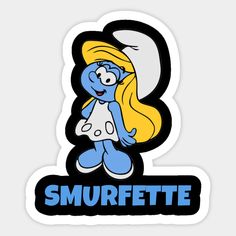 the smurfette cartoon character is shown in blue