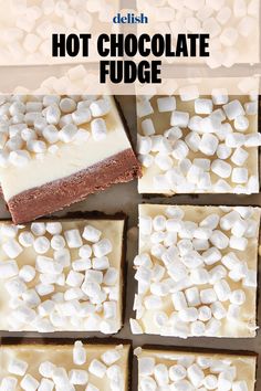 white chocolate fudge with marshmallows on top and the title overlay reads, hot chocolate fudge