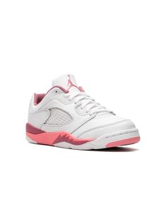 white/pink leather panelled design signature Jumpman motif round toe front lace-up fastening logo-embroidered tongue embroidered logo to the rear rubber sole These styles are supplied by a premium sneaker marketplace. Stocking only the most sought-after footwear, they source and curate some of the most hard to find sneakers from around the world. Sporty Pink Jordan Shoes With Rubber Sole, Pink Low-top Jordan Shoes, Sporty Pink Leather Jordan Shoes, Pink Sneakers With Elastic Laces And Round Toe, Pink Leather Sneakers For Jogging, Pink Leather Jogging Sneakers, Pink Round Toe Sneakers With Elastic Laces, Pink Lace-up Basketball Shoes With Contrast Sole, Pink Low-top Jordan Shoes With Branded Insole