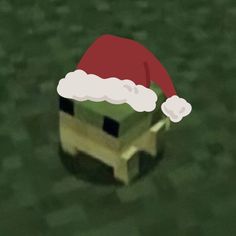 a small house with a santa hat on it