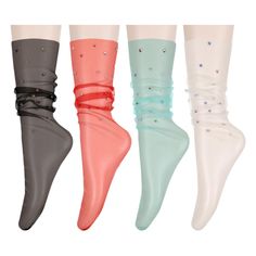 PRICES MAY VARY. ❥【Size & Package】 Medium Size. One size: length 17.5inch * width 3.95inch. This socks have little strechy due to the material, they suit for women shoe size 4.5-7.5. But they are heeless slouch socks, and long enough, suitable for most women and girls wear. 3/4/5 pairs included. ❥【Material】Cute mesh slouch socks made of polyester and spandex. Soft and breathable, and they are not easy to be pilling. Sheer ultra-thin fishnet mesh, easy for air ventilation, let you feel cool. Ligh Clear Socks, Fishnet Ankle Socks, Tulle Socks, Slouch Socks, Mesh Socks, Sheer Socks, Air Ventilation, Sakura Flower, Lace Socks