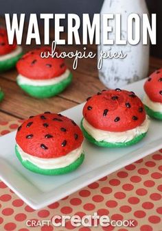 watermelon whoopie pies on a plate