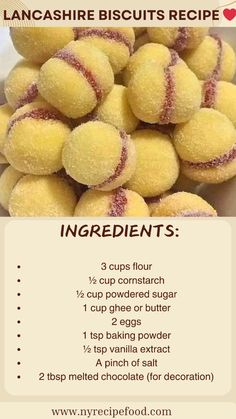 a bunch of yellow tennis balls sitting on top of a white plate with instructions for how to make them