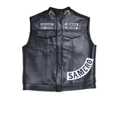 Materials: Leather, Viscose Lining, REAL buffalo leather helsween vest Jax Teller Vest, SOA Vest, Sons of Anarchy Vest in Black, Blue Patches, SOA Jax Teller Redwood Riplica Vest - Personlized gift for men's Sons of Anarchy is one of the most popular TV series and Jax Teller Vest is one of the most wanted products by fans. We have adopted all-purpose, high-quality, leather material in its manufacturing to create a long-lasting and stylish wearable vest for men. If you command in your style and w Sons Of Anarchy Vest, Jax Teller, Popular Tv Series, Charlie Hunnam, Sons Of Anarchy, Buffalo Leather, Leather Vest, Mens Leather, Leather Material