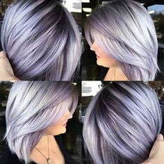 Wow Silver Hair With Lavender Highlights, Silver Hair With Colored Highlights, Gray Hair With Purple Highlights Over 50, Silver Hair Bob, Silver Lavender Hair, Gray Highlights, Purple Highlights, Hair Color Pastel