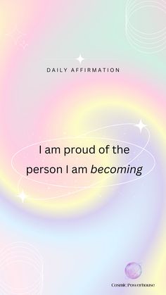 the cover of i am proud of the person i am becoming by daily affirmation