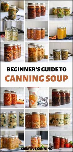 Start with the beginner's guide to canning soup and master the process of preserving brothy and hearty soups safely. This guide provides easy-to-follow steps for pressure canning and storing seasonal soups. Find more soup appetizers, healthy soup recipes, make ahead soups, and Home Canning 101 at creativecanning.com. Soup Recipes To Can, Pressure Canning Leftovers, Soups For Canning, Canning Soups And Stews, Canning Vegetable Soup, Canning Soups, Seasonal Soups, Can Soup Recipe