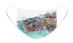 Sea Turtle Face Mask featuring the painting Sea Turtle 2 by Claudia Hafner Sea Turtle, Original Watercolor Painting, Turtles, Original Watercolors, Face Masks, The Face, Watercolor Paintings