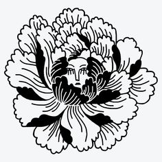 a black and white drawing of a flower