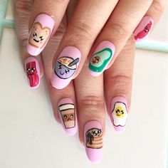 Kawaii 'Breakfast' nails #cute #nails Food Nail Art, Food Nails, Instagram Breakfast, Cute Nail Designs, Nail Art Tutorial, Love Nails, How To Do Nails, Fun Nails