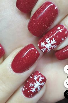 Red Christmas Nails, Holiday Nail Designs, Cute Christmas Nails, Christmas Nails Easy, Christmas Nail Art Designs, Red Nail, Winter Nail Designs, Festival Nails