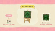 an animal crossing game with flowers on the easel and other items for each item