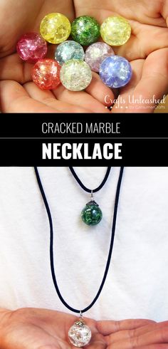 the necklace is made with colored marbles