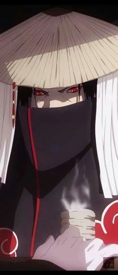 an anime character with white hair and red eyes