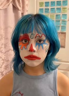 Clown Makeup Cute, Face Paint Clown, Cool Clown Makeup, Make Clown, Clown Makeup Looks, Clown Face Paint, Cute Clown Makeup, Circus Makeup, Makeup Clown