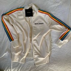 Brand New With Tags Palm Angels Rainbow Track Jacket In White Size Small. Never Worn. Retails For $565. Bubble Coat, Angel Man, Palm Angels, Track Jacket, Track Jackets, Mens Jackets, Color White, Jackets & Coats, Track