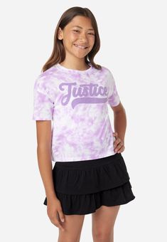 Trendy Sports T-shirt, Sporty Tops For School In Summer, Sporty Tops For Summer School, Sporty Summer Tops For School, Trendy Spring School Top, Trendy Spring Tops For School, Trendy Purple Sports Top, Trendy College T-shirt For Spring, Trendy Relaxed Fit Tops For School