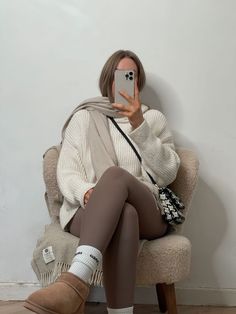 Unaltered mocha leggings Tan Leggings Outfit Winter, Beige Hoodie And Leggings Outfit, Cream Leggings Outfit Winter, Creme Leggings Outfit, Style With Ugg, Ribbed Leggings Outfit Winter, Mocha Leggings Outfit, Taupe Leggings Outfit, Beige Leggings Outfit Winter