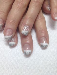 Jan Nails, French Tip Nail Designs, Winter Nail Designs, New Year's Nails, Silver Nails