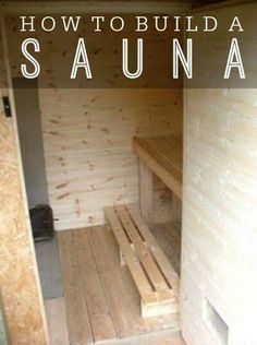 the inside of a sauna with wooden benches