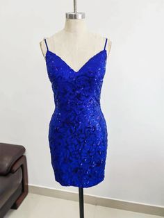 Royal Blue Girl Dress V Neckline Sparkly Sequins HOCO Dress - Etsy Fitted Royal Blue Mini Dress For Prom, Royal Blue Prom Dress For Party Season, Royal Blue Mini Dress For Homecoming, Royal Blue Dress For Prom And Party Season, Royal Blue Sweetheart Neckline Dress For Banquet, Fitted Royal Blue Dress For Prom, Fitted Royal Blue Dress For Prom Season, Royal Blue Mini Dress For Prom, Fitted Royal Blue Mini Dress For Wedding