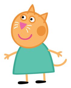 an orange cat wearing a blue dress with its eyes closed and mouth wide open, standing in front of a white background