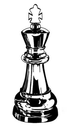 a black and white drawing of a chess piece