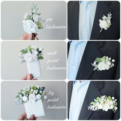 the instructions for how to make a boutonniere with flowers and leaves on it