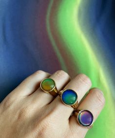 Mood Stone, Made In The Usa, Colored Glass, Gemstone Rings, Gold Plate, Plating, Brass, Gemstones, Stone