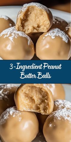 These 3-Ingredient Peanut Butter Balls are a no-bake treat that’s creamy, sweet, and satisfying. Made with just peanut butter, powdered sugar, and chocolate, they’re quick to whip up and great for any occasion. Perfect for satisfying a peanut butter and chocolate craving! Sweet Tooth Fix Quick, Peanut Butter Pinwheels Easy, Quick And Easy Peanut Butter Desserts, Recipes That Use Peanut Butter, Peanut Butter No Bake Recipes, Easy Peanut Butter Recipes Desserts, Easy Sweet Treats Quick No Bake, No Bake Peanut Butter Cheesecake Balls, Sugar Free Peanut Butter Balls