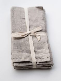 the folded linen is tied up and ready to be used