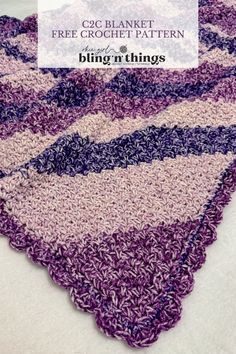 a crocheted blanket with the words, free crochet pattern bling'n things