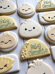 baby elements cookies are arranged on a table