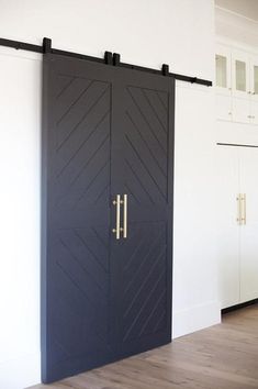 an open black door in a white room