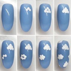 Nail art enhance the beauty of your nails, but these days going out and doing nails is risky. Check out Simple Designs for Nail Art at home. Clouds Nails, Easy Nail Designs, Self Nail, Nail Art For Beginners, Nail Art Gel, Colorful Nails, Purple Nail, Blue Nail