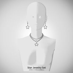 a white mannequin with star jewelry set on it's neck and earrings