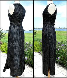 Website & Blog:www.OgoVintage.com Instagram: instagram.com/ogovintageclothing Twitter: https://twitter.com/OgoVintage Pinterest: www.pinterest.com/ogovintage/ Addl. Photos? Questions? Please convo DRAMATIC SEQUINED GOWN HAS LARGE GLOSSY BLACK SEQUINS SEWN ONTO A CHIFFON OUTER LAYER, LINED IN A SILKY OPAQUE LAYER ** FEATURES: The gown is constructed from delicate, flowing fabrics so that the piece has a lightness and lots of movement. There is a thick band of heavily paved sequins used to tri Vintage Sequin Dress, Mardi Gras Dress, Chiffon Outer, Sequined Gown, Sequin Gown, Palm Beach Fl, West Palm Beach, West Palm, Dress Vintage